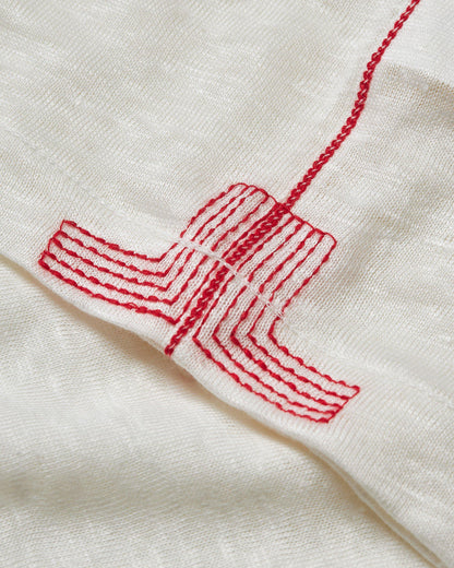 Ob Classic Tee - White Sand/Multi Classic Fit Long-Sleeve Linen T-shirt Detail Logo