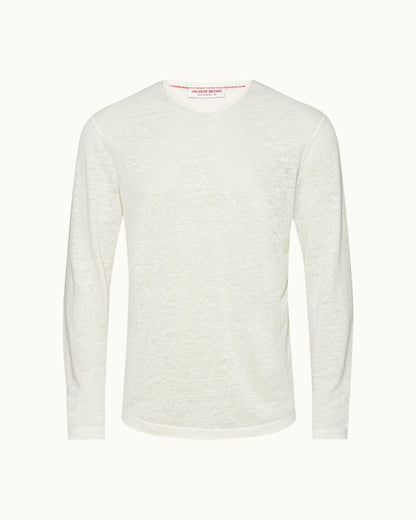 Ob Classic Tee - White Sand/Multi Classic Fit Long-Sleeve Linen T-shirt Front