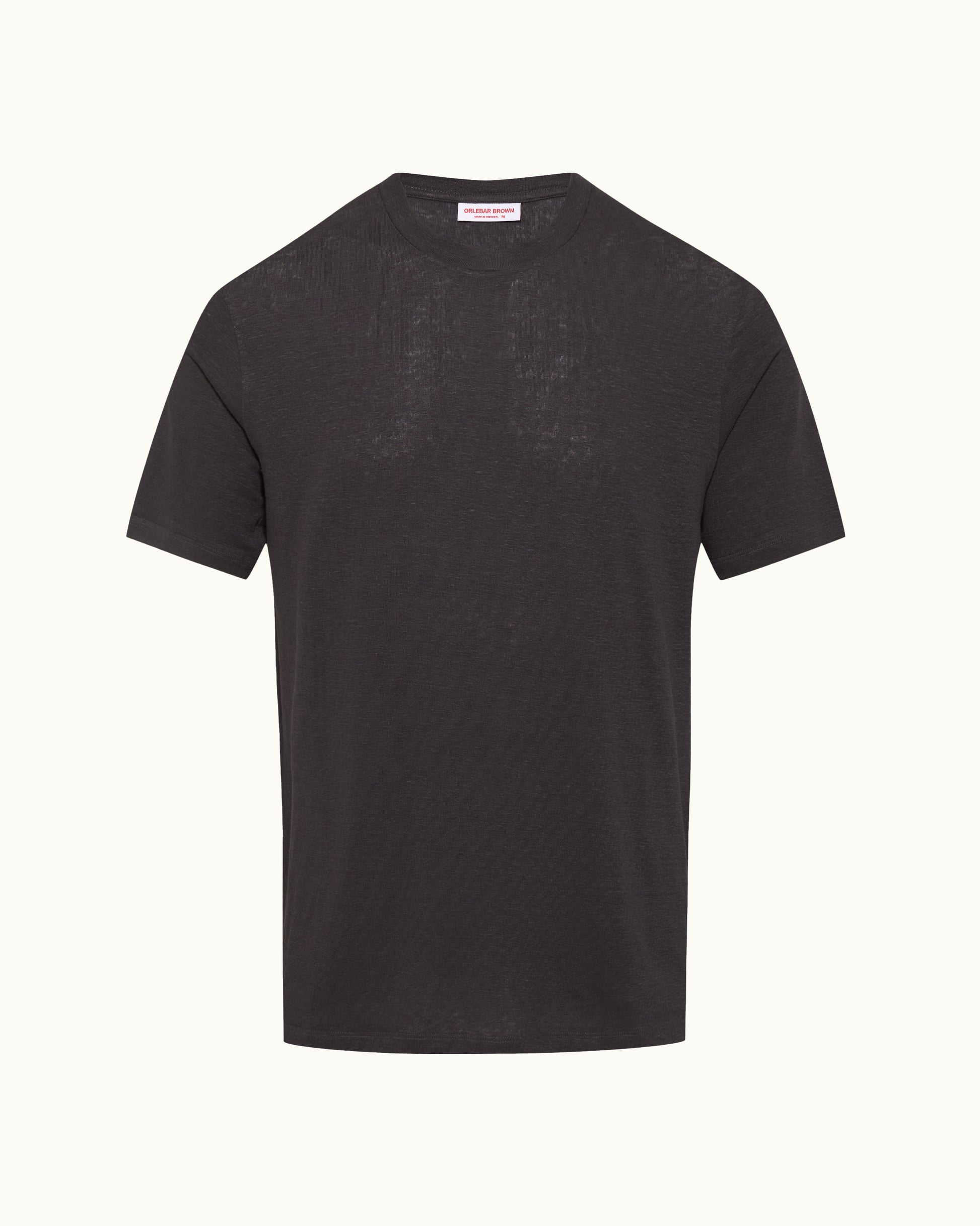 Ob Standard T Linen - Easy Fit Stretch Linen T-Shirt in Volcano Ash Grey Front View