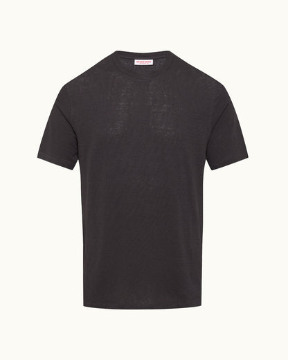 Ob Standard T Linen - Easy Fit Stretch Linen T-Shirt in Volcano Ash Grey Front View