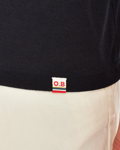 Ob Standard T - Night Iris Classic Fit Stripe Neckline T-shirt Detail 1