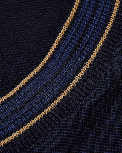 Ob Standard T - Night Iris Classic Fit Stripe Neckline T-shirt Detail Collar