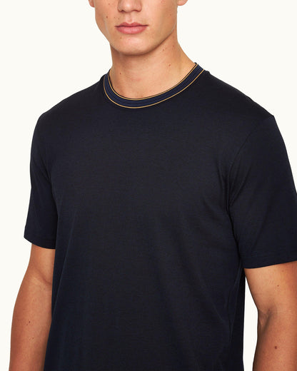 Ob Standard T - Night Iris Classic Fit Stripe Neckline T-shirt Detail