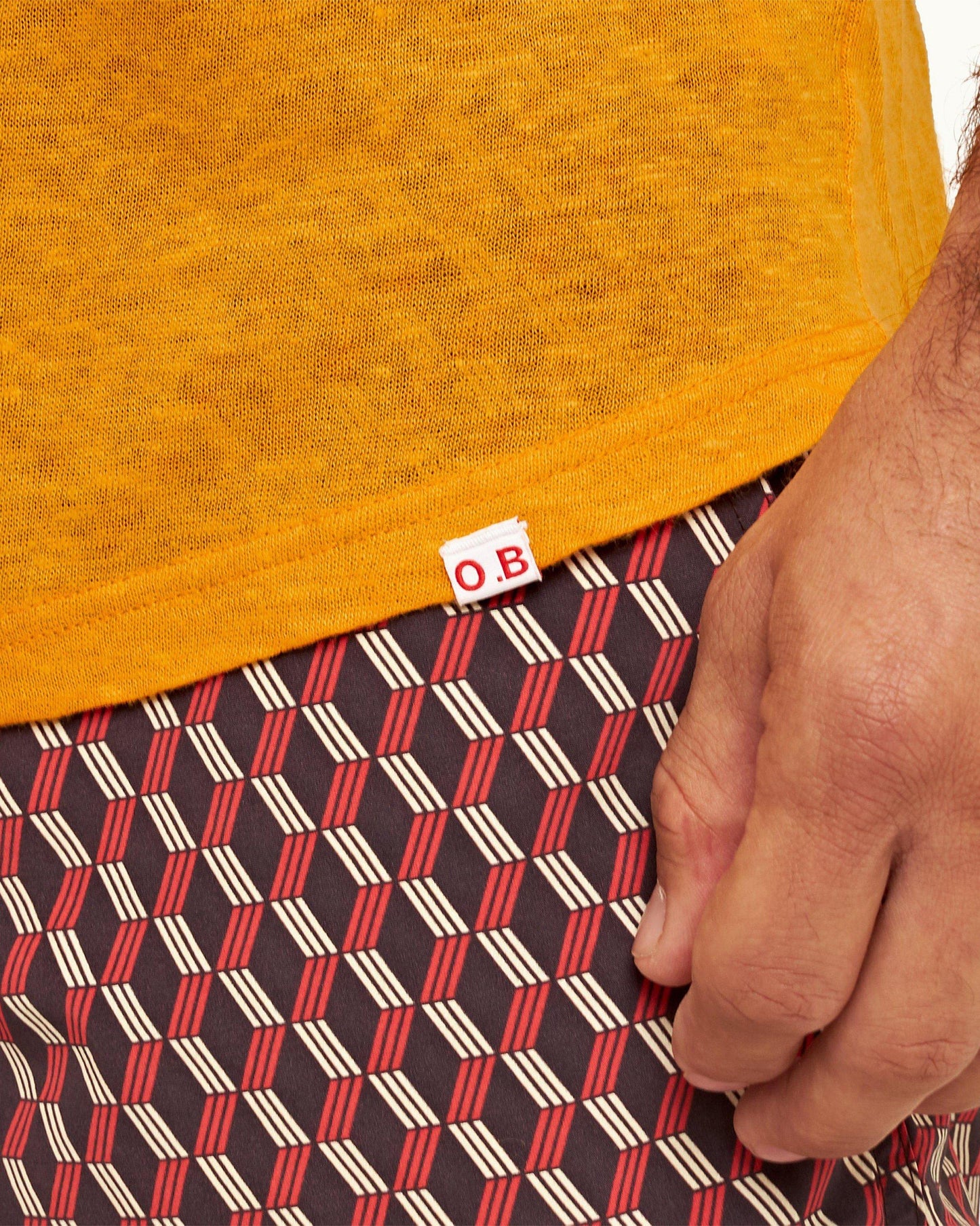 Ob-T Linen - Mens Beacon Tailored Fit Crew Neck Linen T-Shirt Detail 1 View