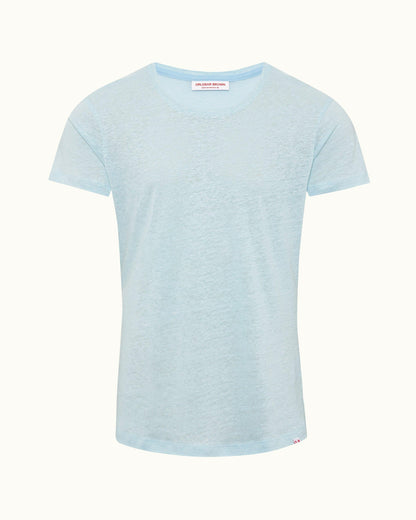 Ob-T Linen - Mens Island Sky Tailored Fit Crewneck Linen T-Shirt Front View