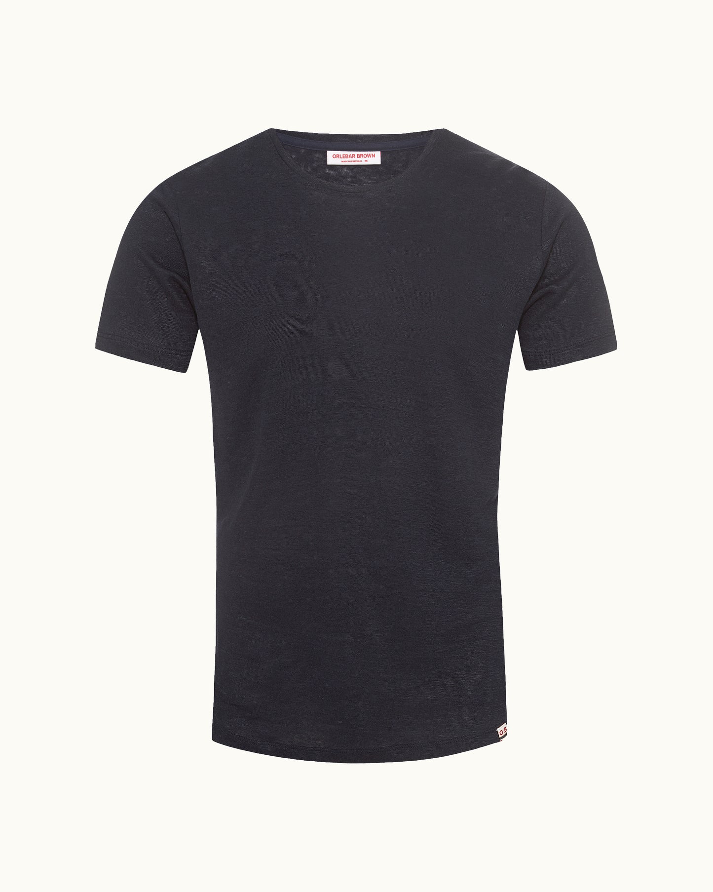 Ob-T Linen - Tailored Fit Crewneck Linen T-Shirt in Night Iris Front View