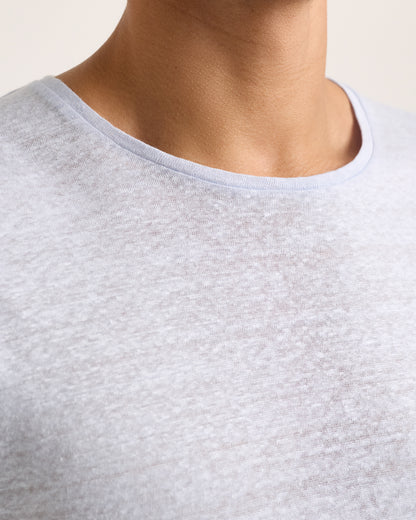 Ob-T Linen - Tailored Fit Linen T-Shirt In Surfside Blue Detail View