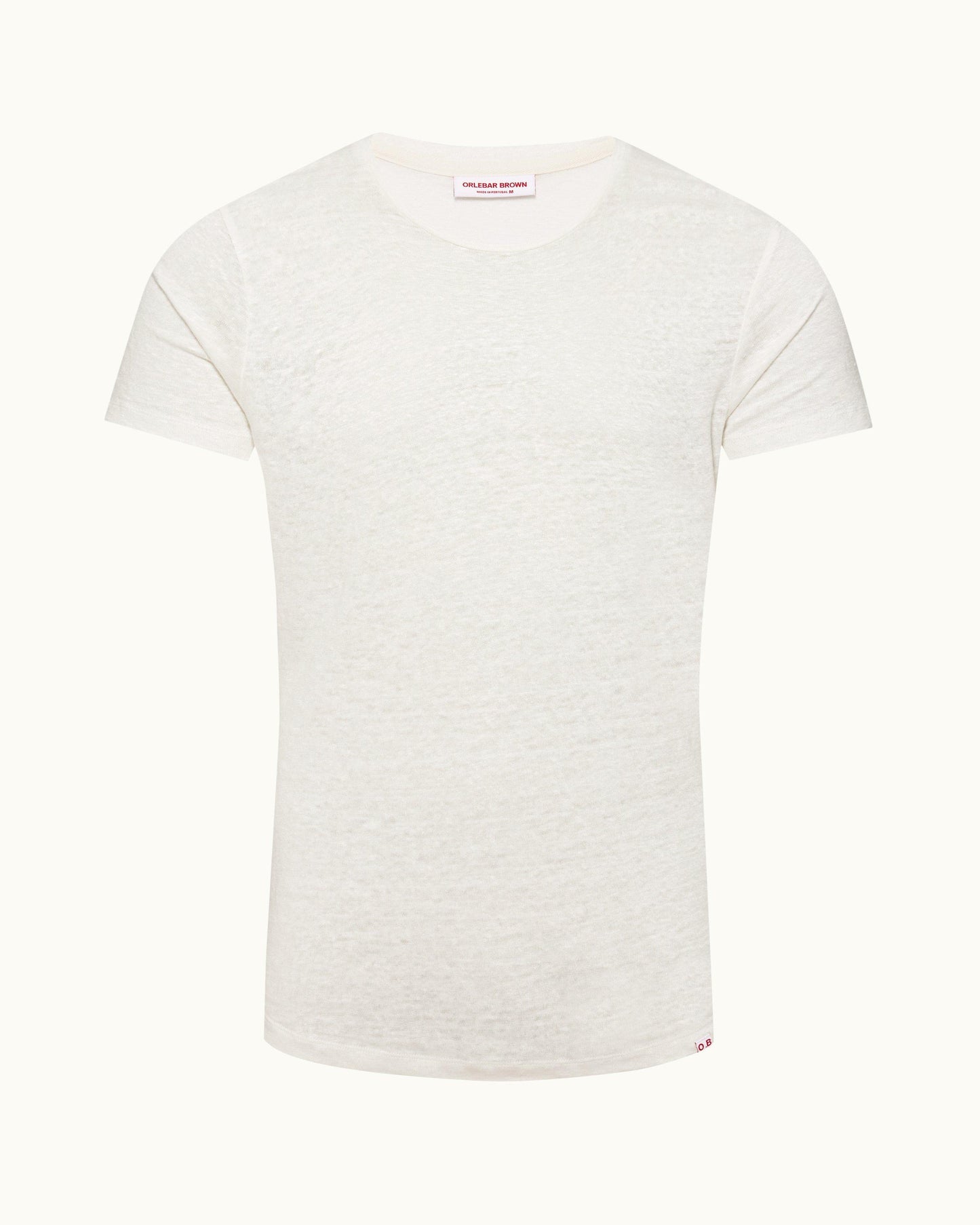 Ob-T Linen - Mens Washed Buttercup Tailored Fit Crew Neck Linen T-Shirt Front View