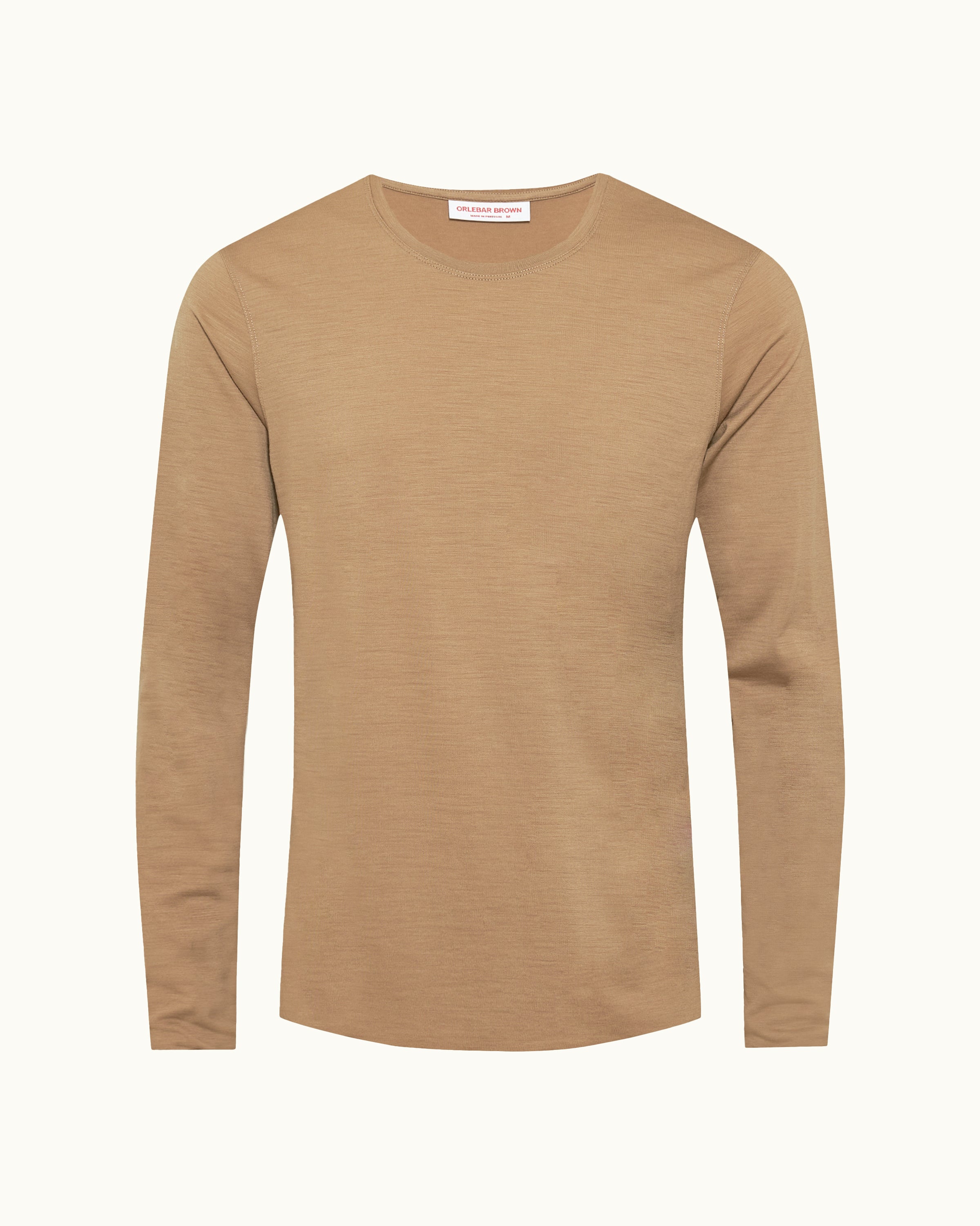 Beige Merino Long Sleeve Tee | Soft Touch Finish – ORLEBAR BROWN