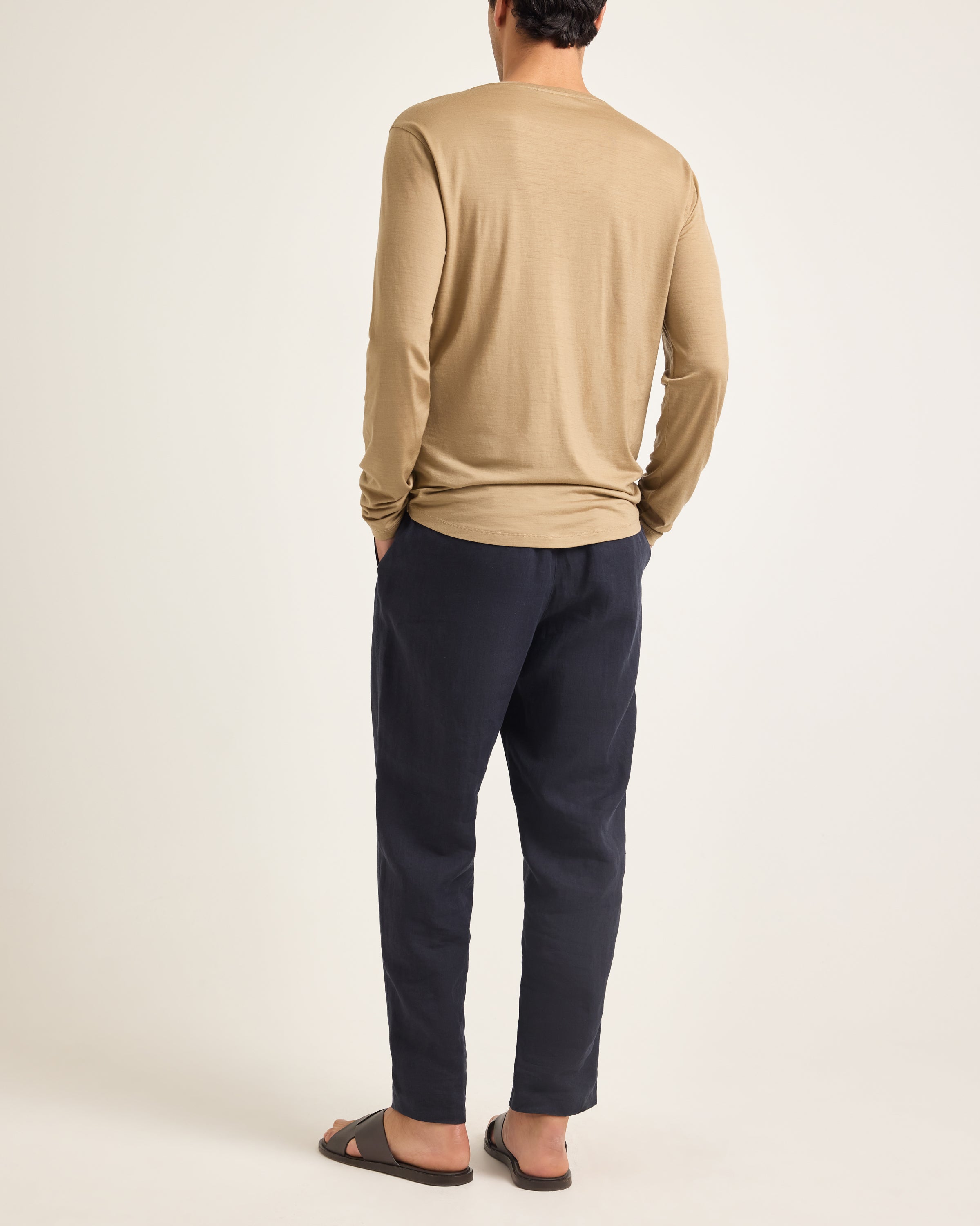 Beige Merino Long Sleeve Tee | Soft Touch Finish – ORLEBAR BROWN