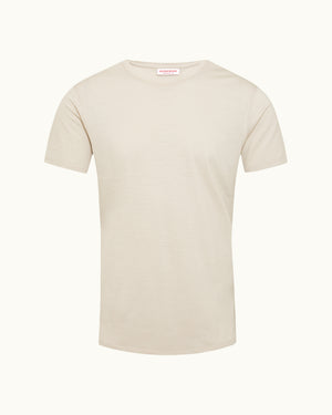 Ob-T Merino - Tailored Fit Crewneck Merino T-shirt in Cashew Front View