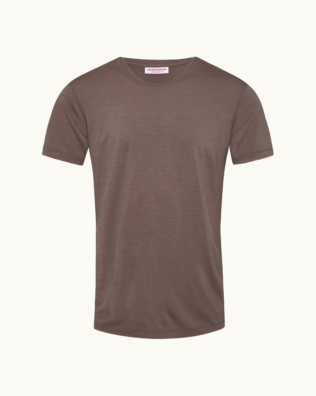 Brown short sleeve t-shirt on a plain background