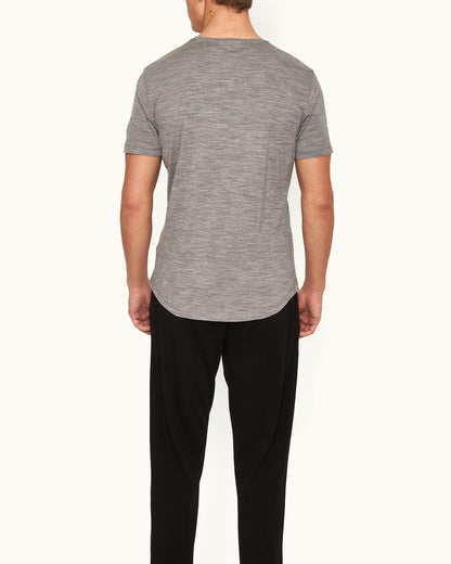 Ob-T Merino - Black Tailored Fit Crewneck Merino T-shirt Model Back