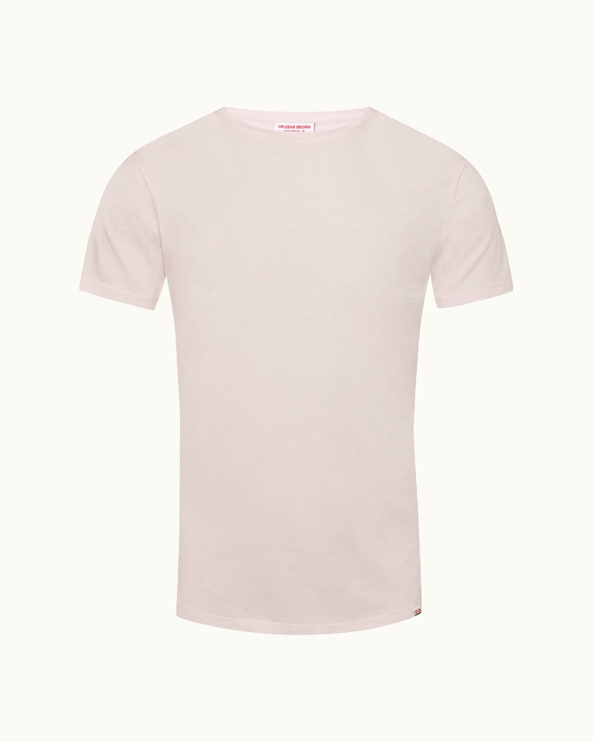 Plain light pink t-shirt on a white background