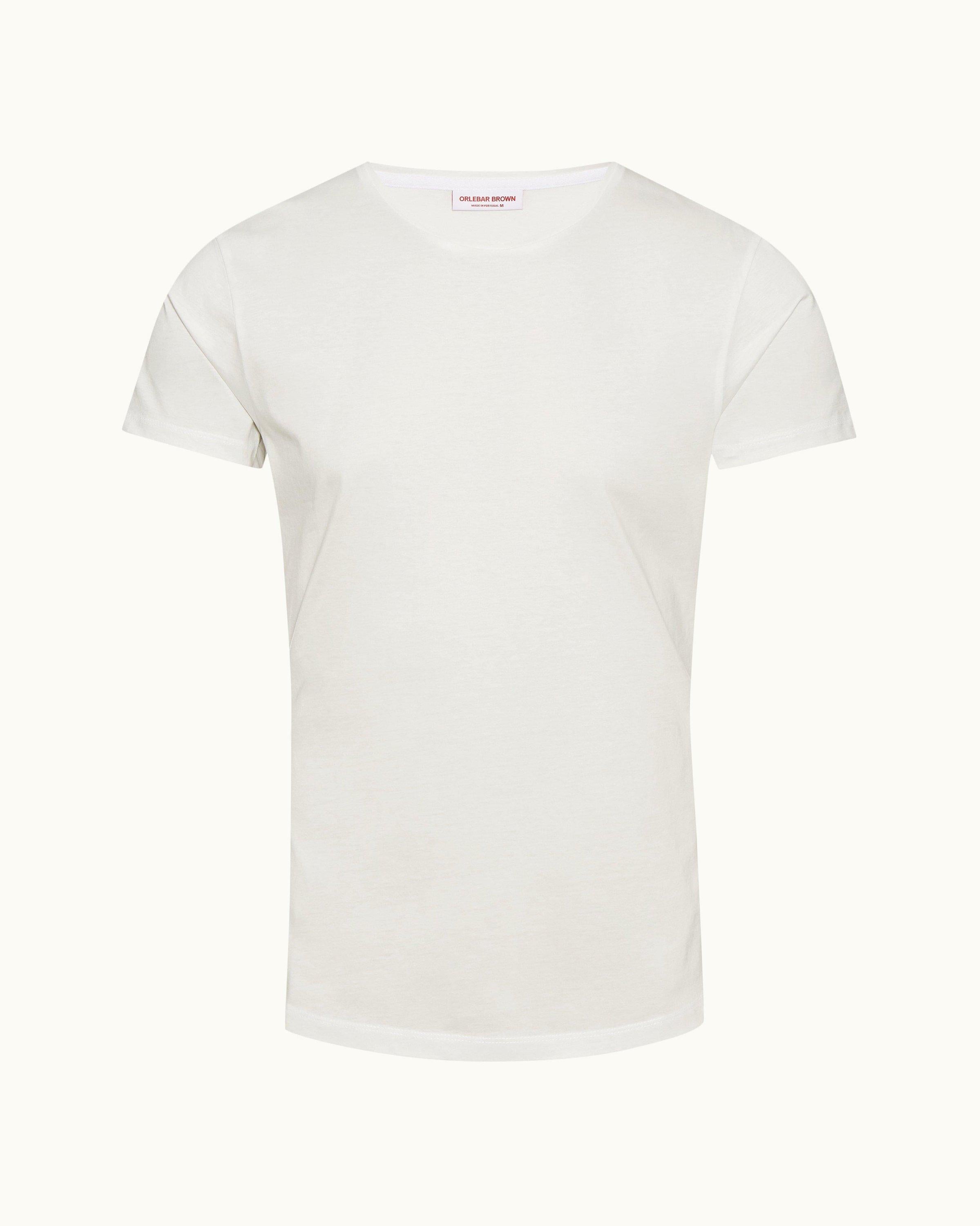 Ob-T Mercerised - Mens White Tailored Fit Crew Neck Cotton T-Shirt Front View