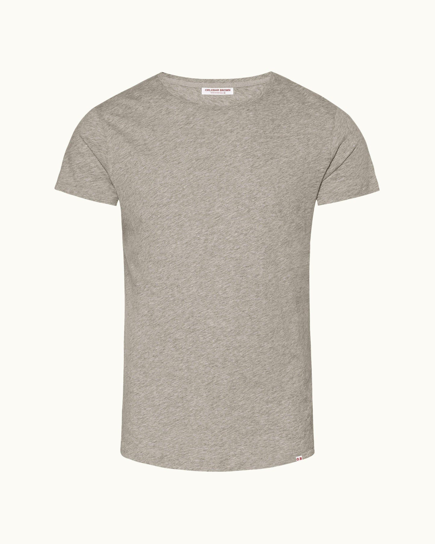 Ob-T - Mens Grey Melange Tailored Fit Crew Neck T-Shirt Front View