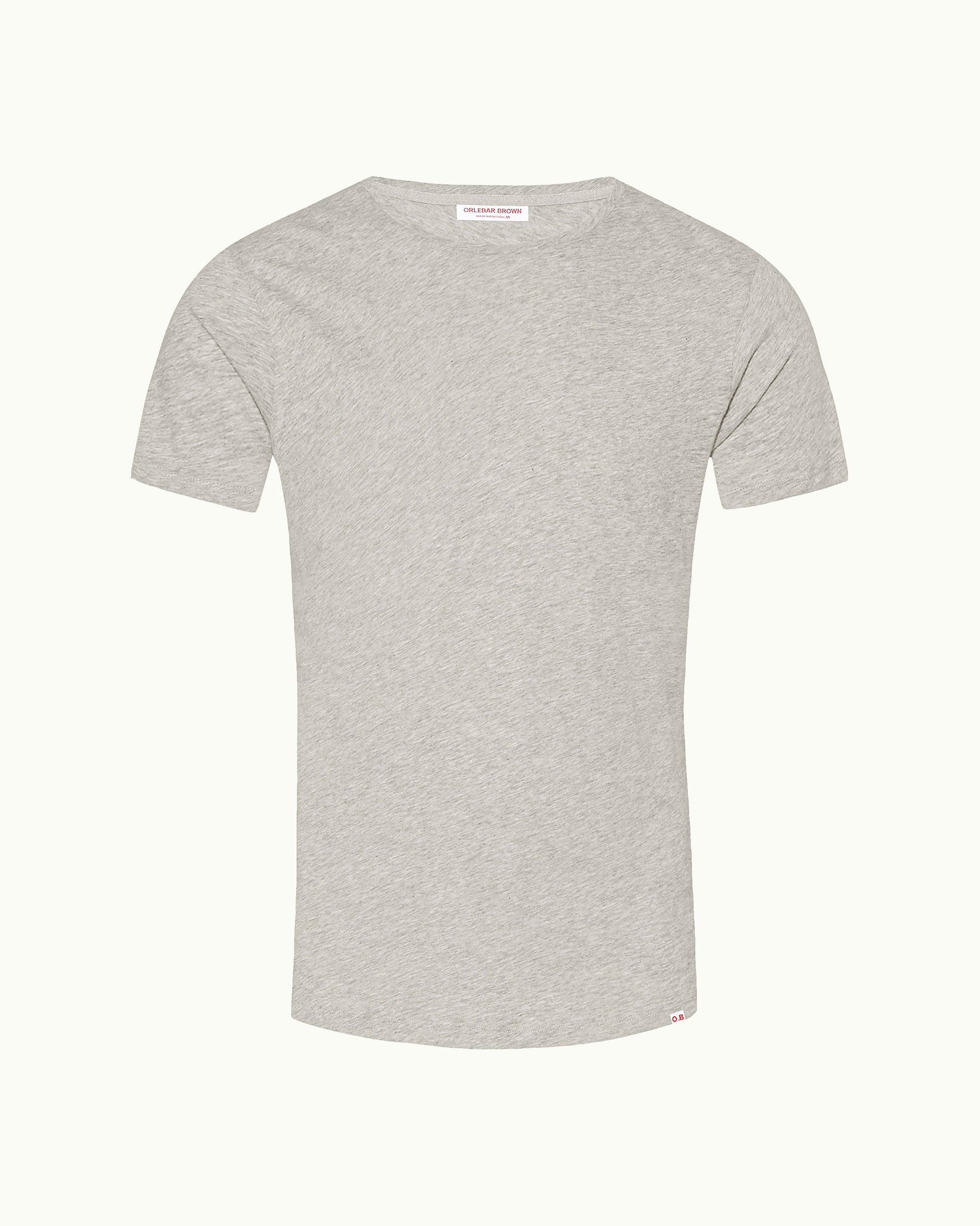 Ob-T - Grey Melange Tailored Fit Crew Neck T-Shirt Front View