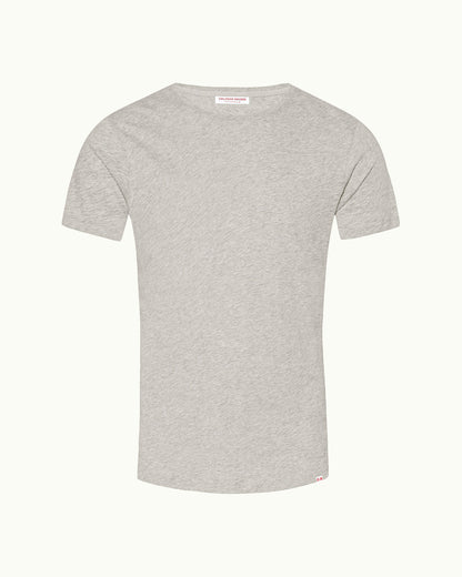 Ob-T - Grey Melange Tailored Fit Crew Neck T-Shirt Front View