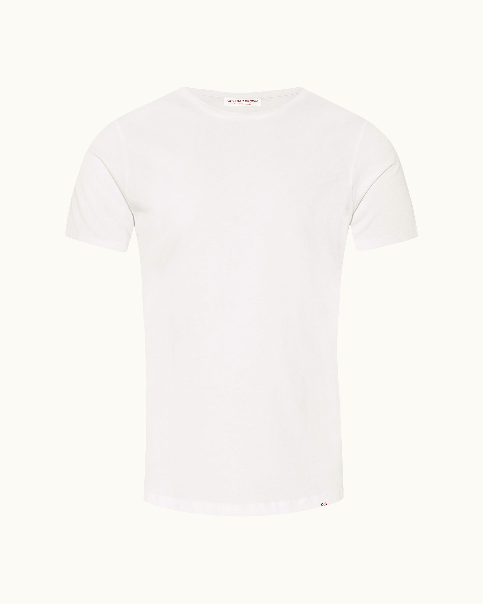 Ob-T - White Tailored Fit Crew Neck T-Shirt Front View