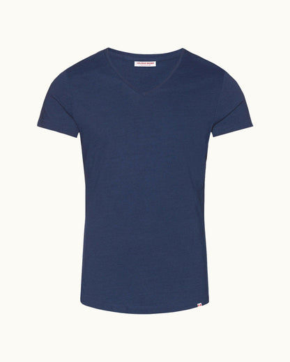 Ob-V - Mens Denim Tailored Fit V-Neck T-Shirt Front View
