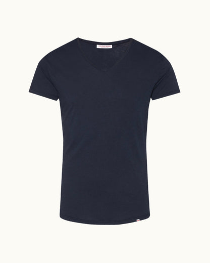 Ob-V - Navy Tailored Fit V-neck T-Shirt  View