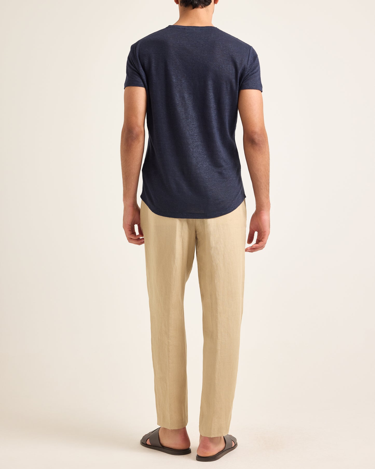 Ob-T Linen - Tailored Fit Crewneck Linen T-Shirt in Night Iris  View