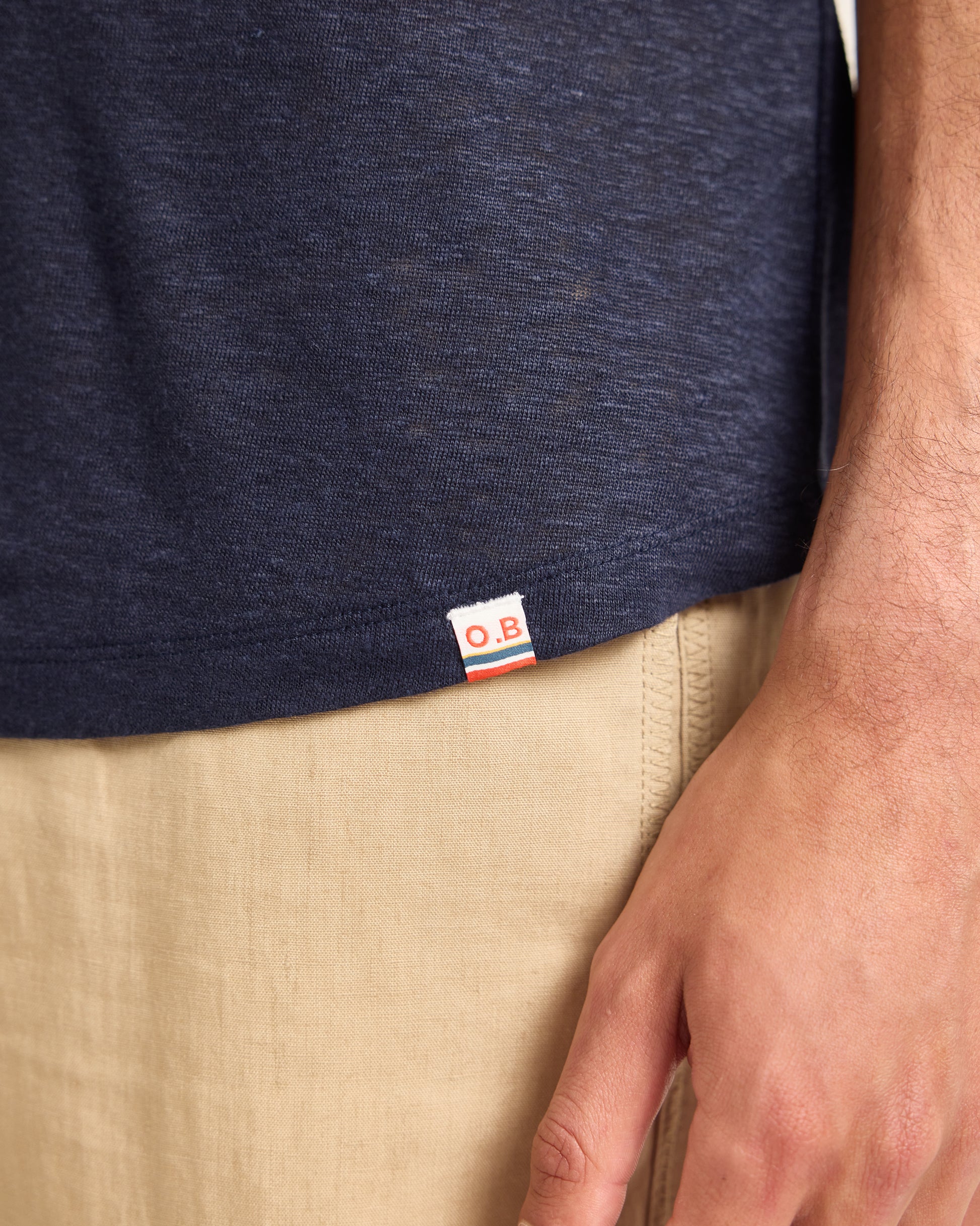 Ob-T Linen - Tailored Fit Crewneck Linen T-Shirt in Night Iris  View