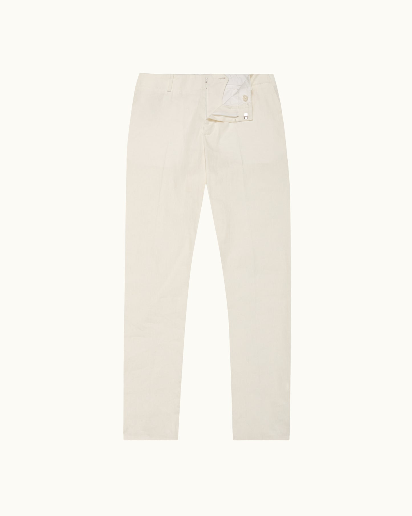 Ray linen tailored white trousers on a white background