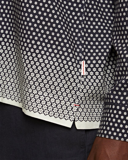 Ridley - Mens Night Iris/White Floret Classic Collar Relaxed Fit Shirt Detail 1 View