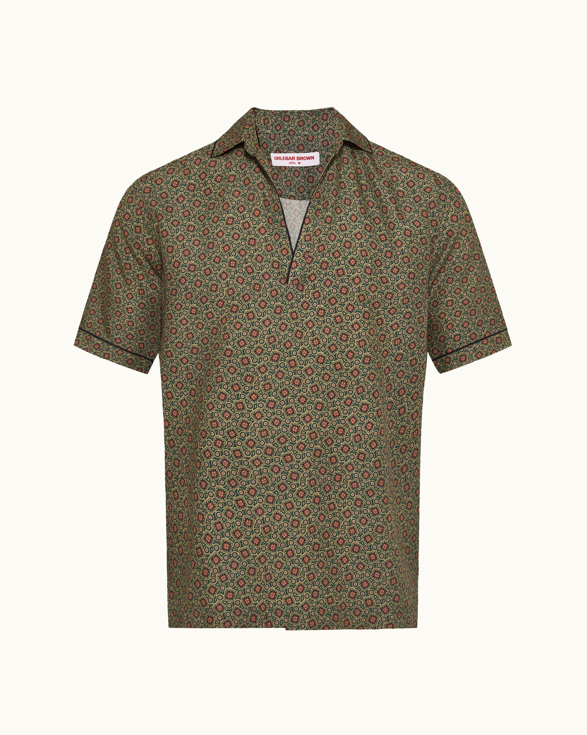 Green patterned shirt on a white background