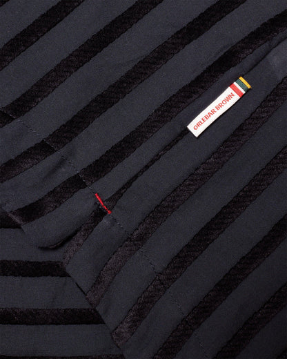 Ridley - Mens Tonal Chenille Stripe Relaxed Fit Overhead Shirt In Night Iris Blue Detail 2 View