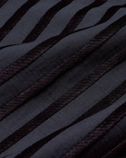 Ridley - Mens Tonal Chenille Stripe Relaxed Fit Overhead Shirt In Night Iris Blue Detail 3 View