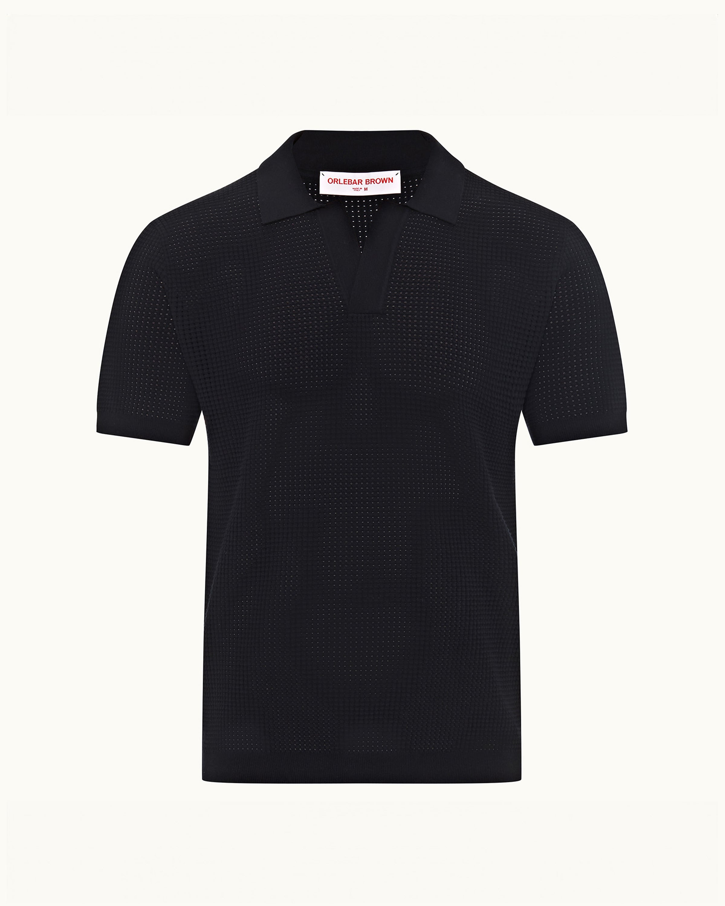 Orlebar Brown | Night Iris Classic Fit Open Mesh Stitch Polo Shirt