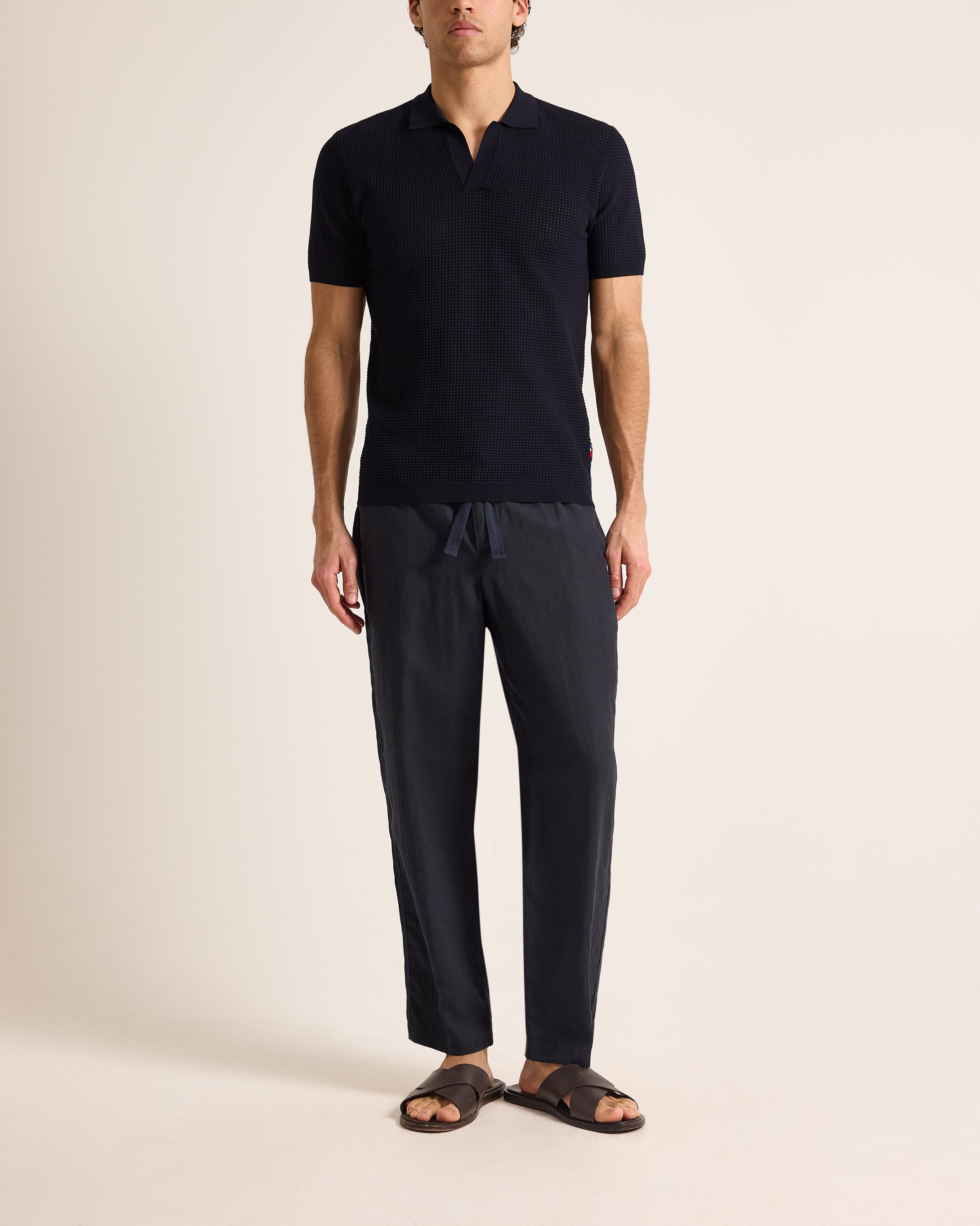 Orlebar Brown | Night Iris Classic Fit Open Mesh Stitch Polo Shirt