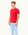 Dr No Towelling Polo - Mens Red 007 Ryder Dr. No Towelling Polo Shirt Left Angle Model View