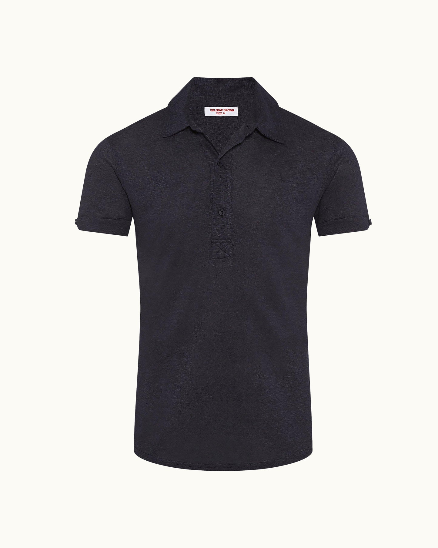 Sebastian Linen - Navy Tailored Fit Linen Polo Shirt Front View