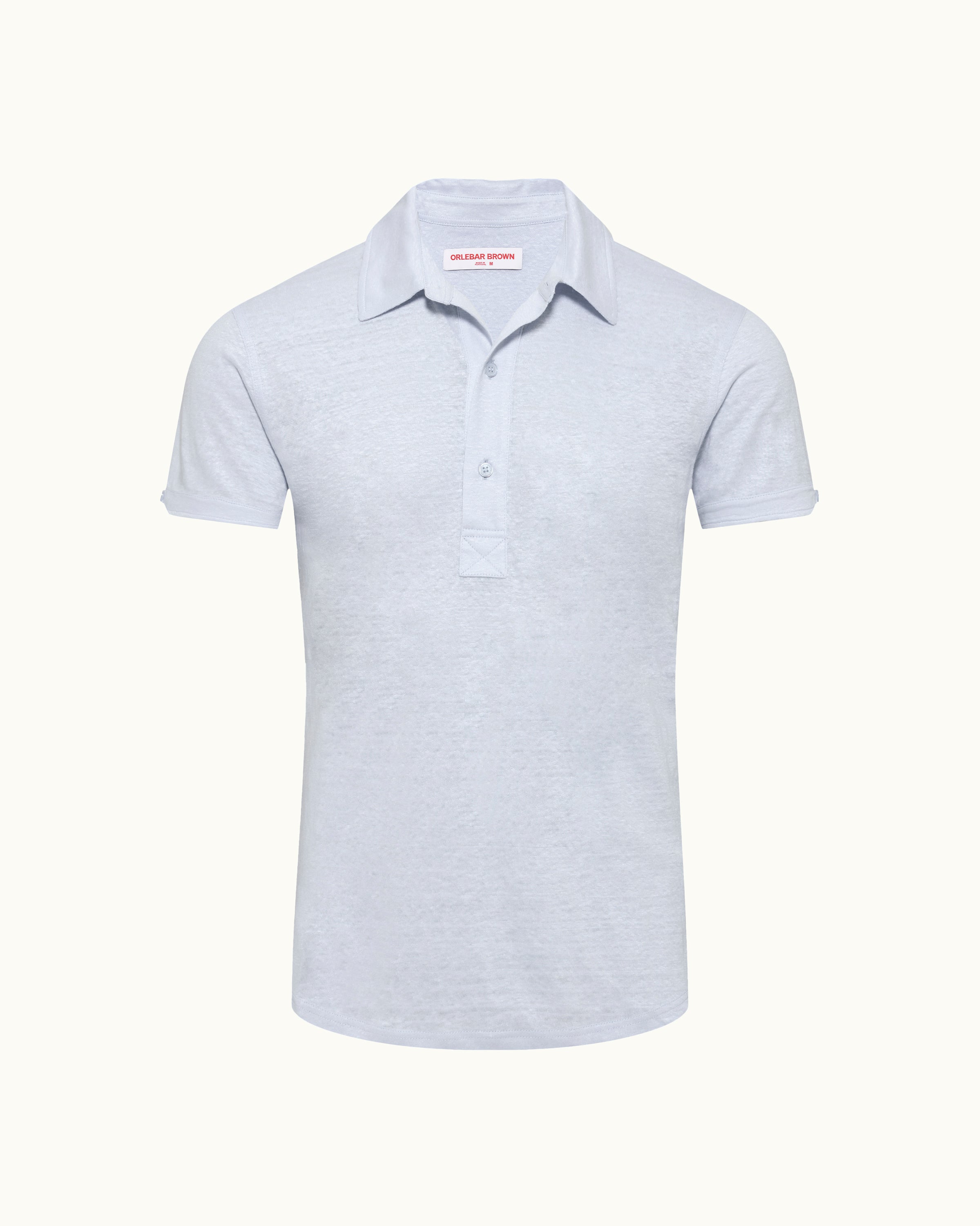Orlebar Brown | Tailored Fit Linen Polo Shirt in Surfside Blue
