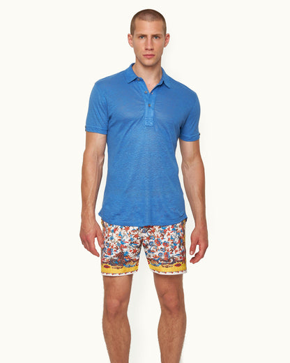 Sebastian Linen - Mens Tidal Tailored Fit Short-Sleeve Linen Polo Shirt Front Model View