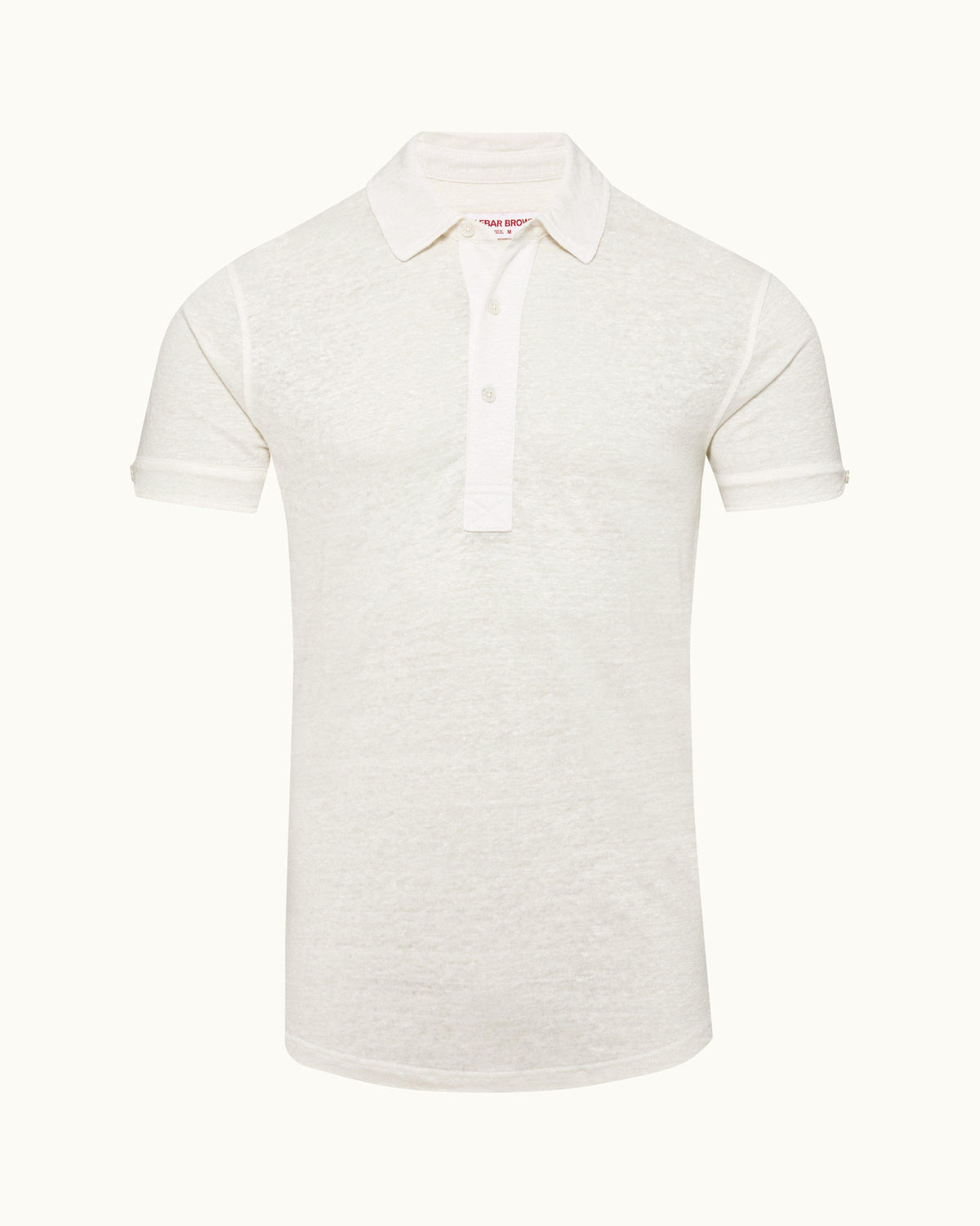 Sebastian Linen - Mens Washed Buttercup Tailored Fit Short-Sleeve Linen Polo Shirt Front View