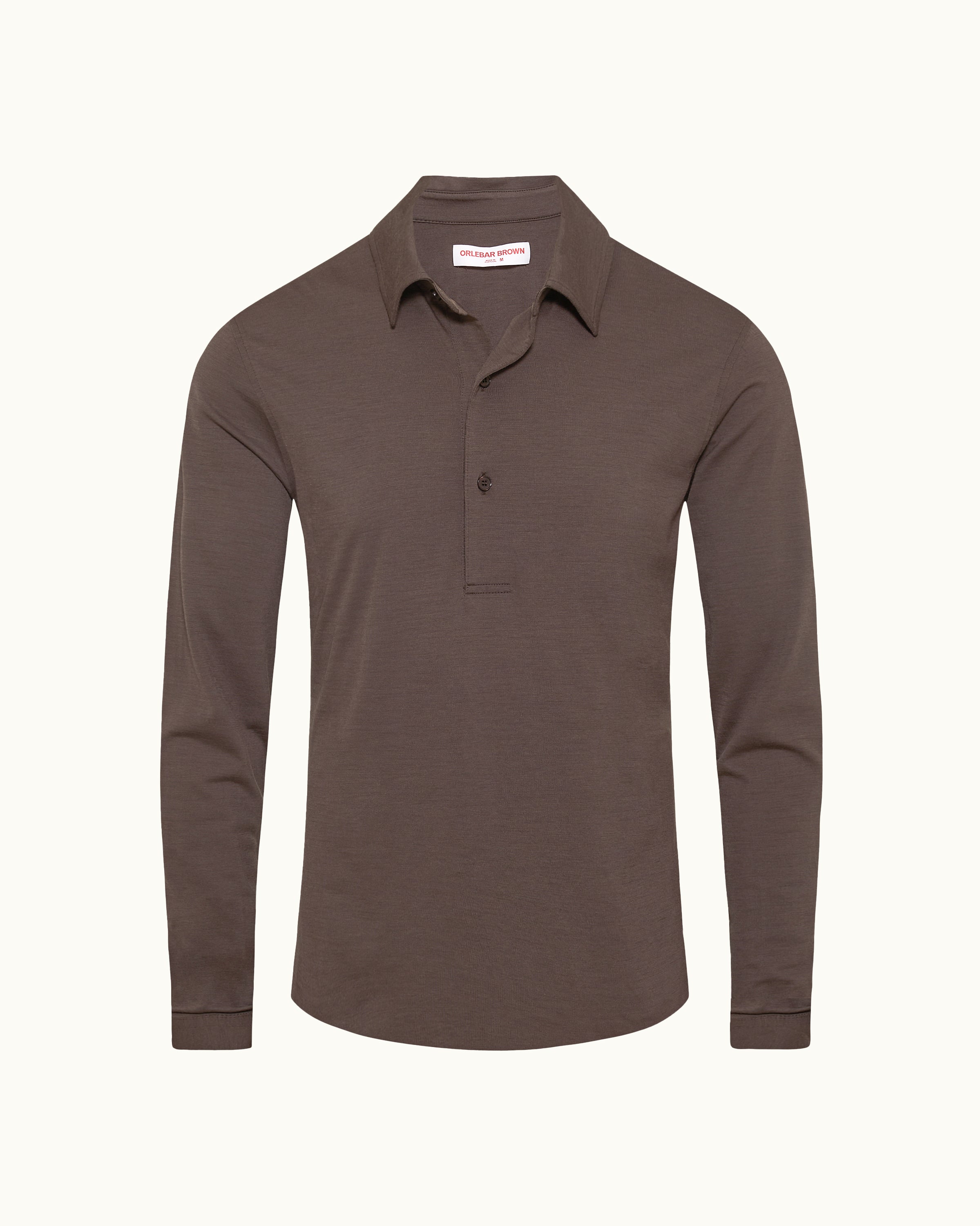 Brown Merino Polo Shirt | Long-Sleeve Tailored Knit – ORLEBAR BROWN