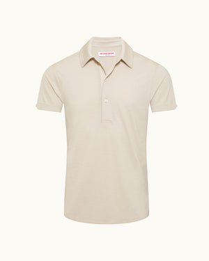 Sebastian Merino - Tailored Fit Merino Polo Shirt In Cashew Front View
