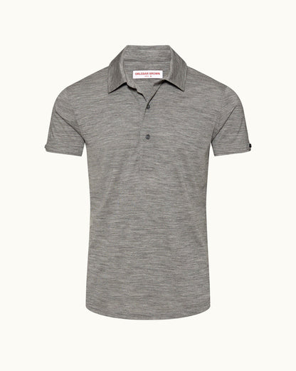 Sebastian Merino - Grey Melange Tailored Fit Merino Polo Shirt Front