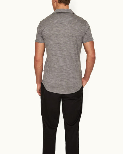 Sebastian Merino - Grey Melange Tailored Fit Merino Polo Shirt Model Back