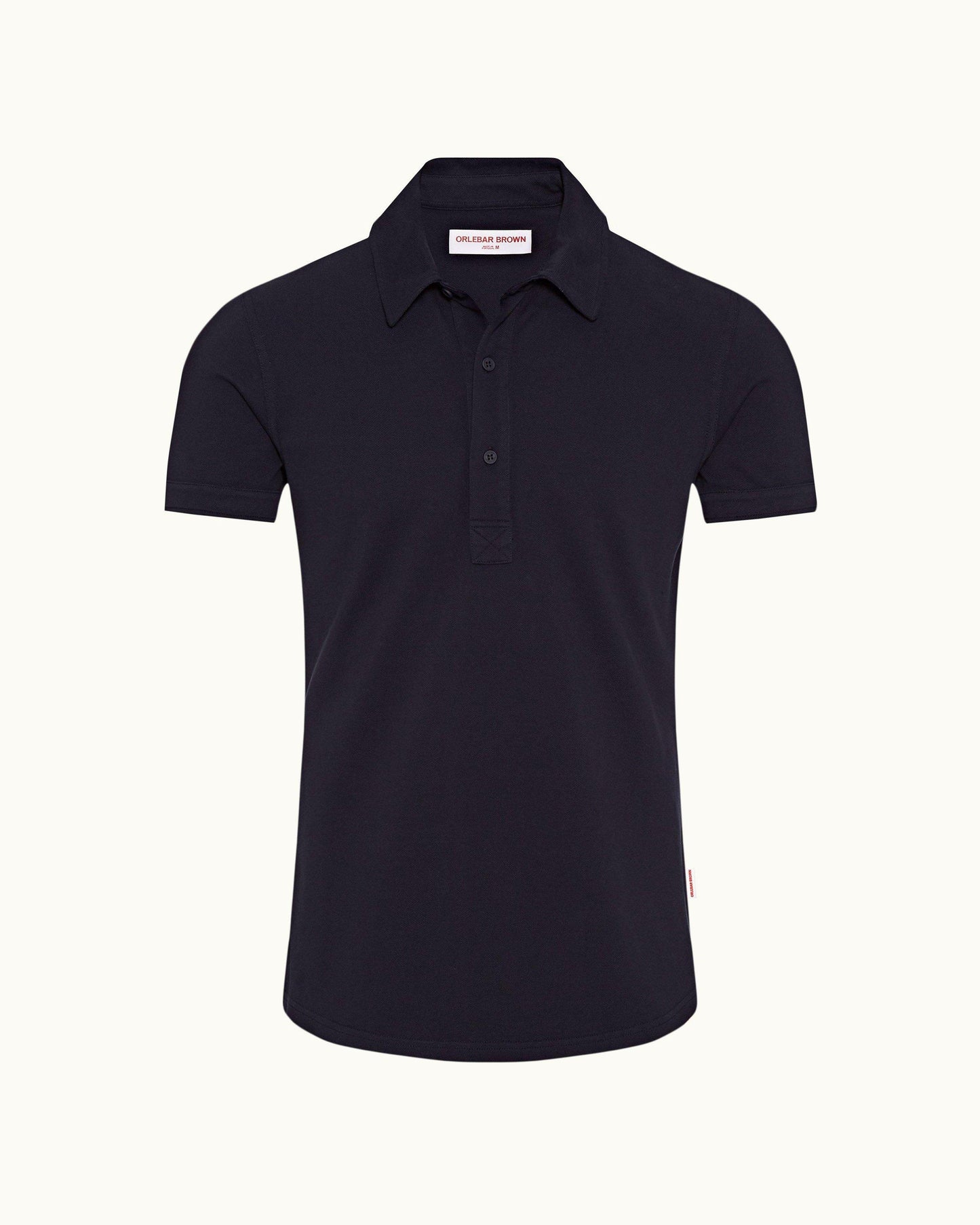 Sebastian - Mens Navy Tailored Fit Pique Polo Shirt Front View