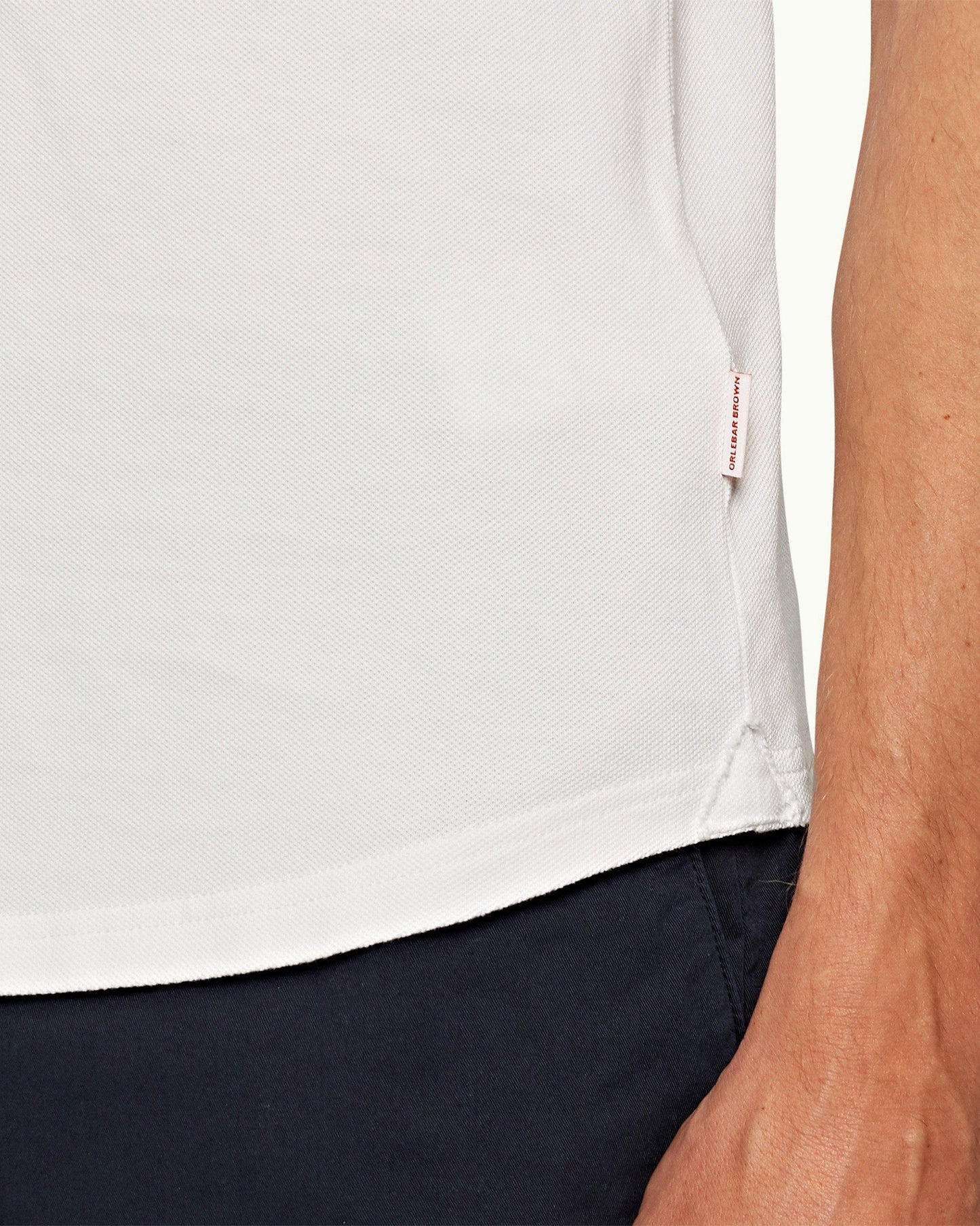 Sebastian - Mens White Tailored Fit Pique Polo Shirt Detail 1 View