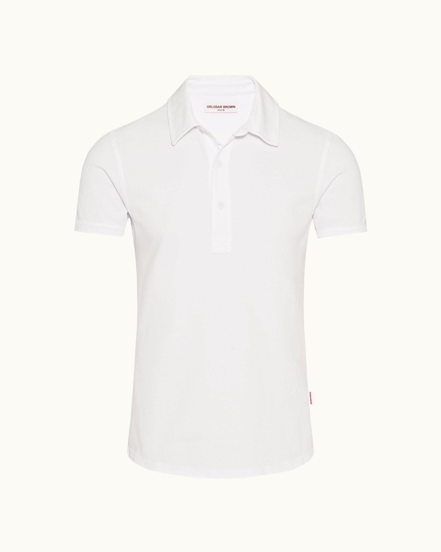Sebastian - Mens White Tailored Fit Pique Polo Shirt Front View