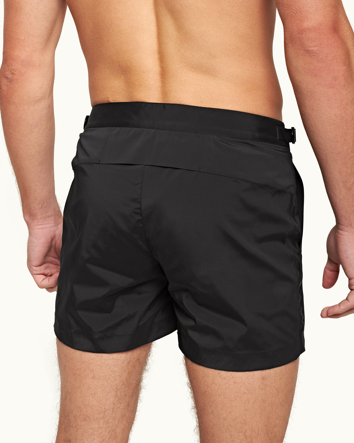 Setter Bonded - Mens Black Bonded Tape Shorter-Length Swim Short Detail 2 View