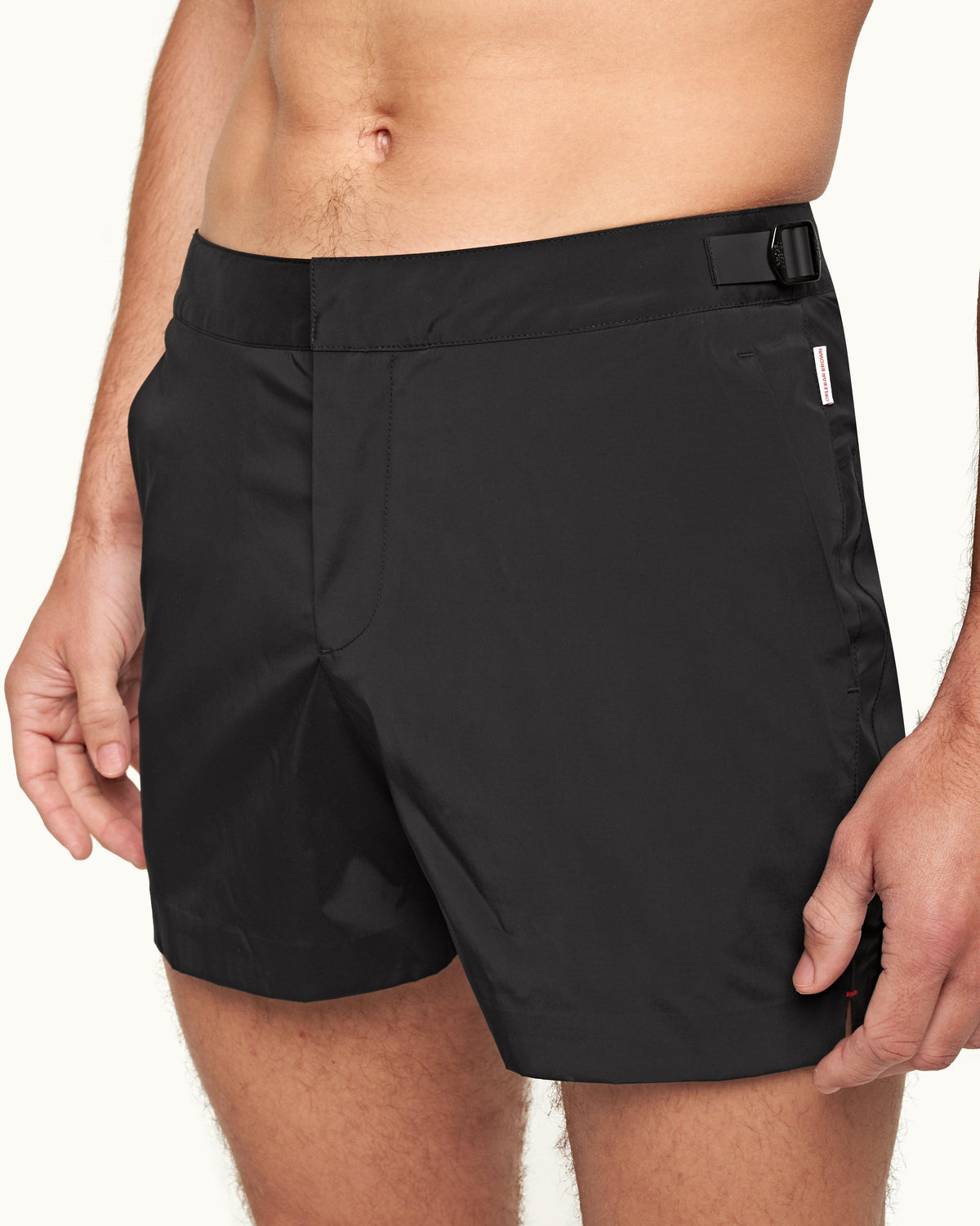 Setter Bonded - Mens Black Bonded Tape Shorter-Length Swim Short Detail View