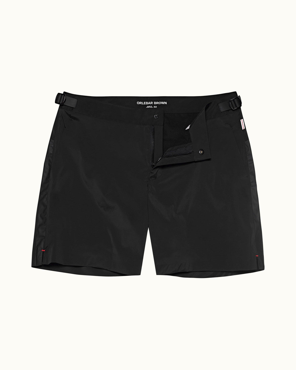 Setter Bonded - Mens Black Bonded Tape Shorter-Length Swim Short Front View