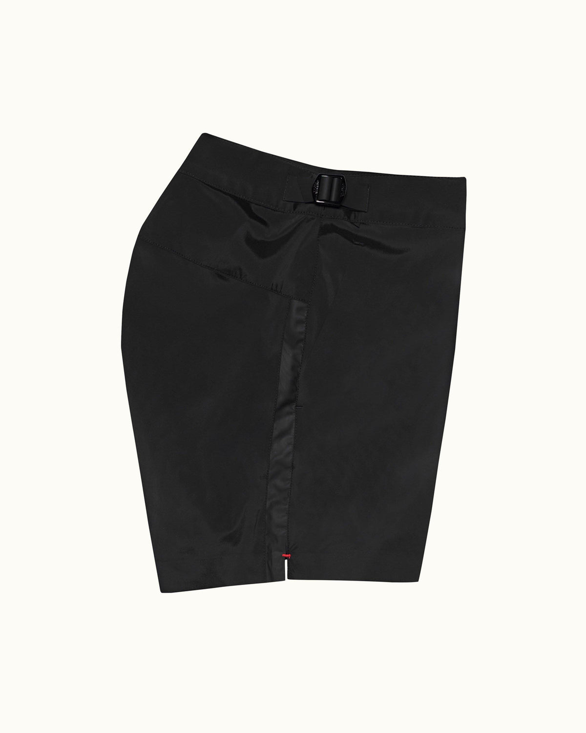 Setter Bonded - Mens Black Bonded Tape Shorter-Length Swim Short Side View